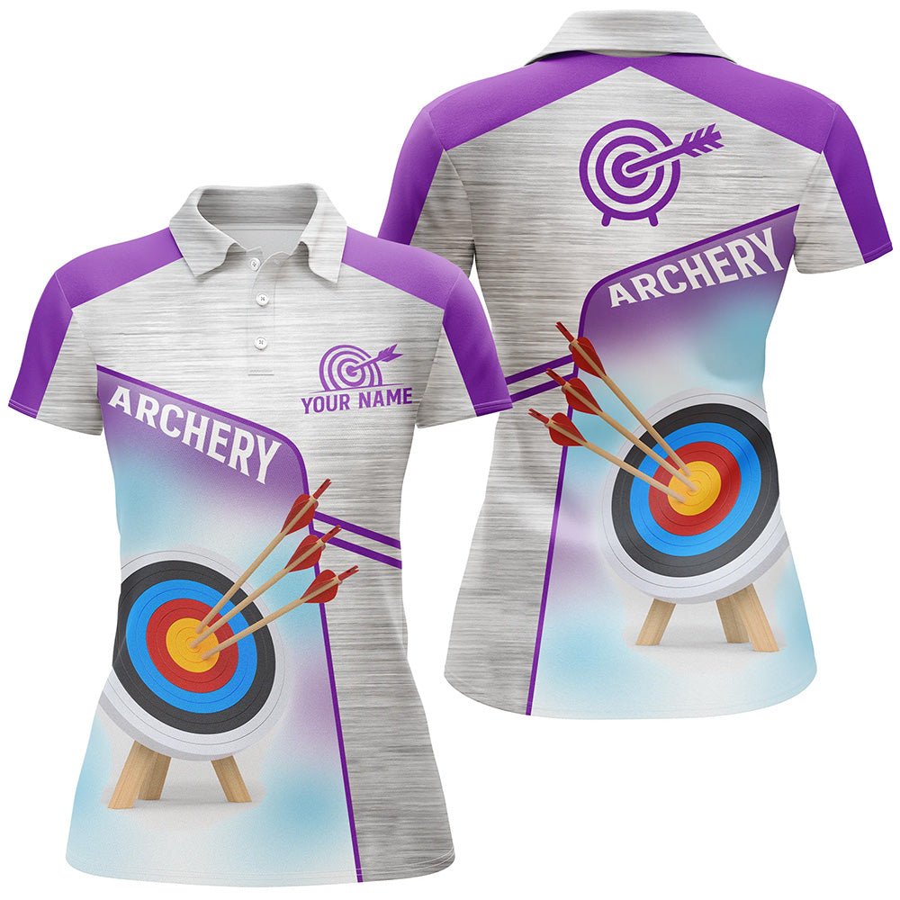 Unisex Bogenschützen Poloshirt - Personalisiert mit Wunschname - 3D Ziel Lila Grau V0583 - Climcat