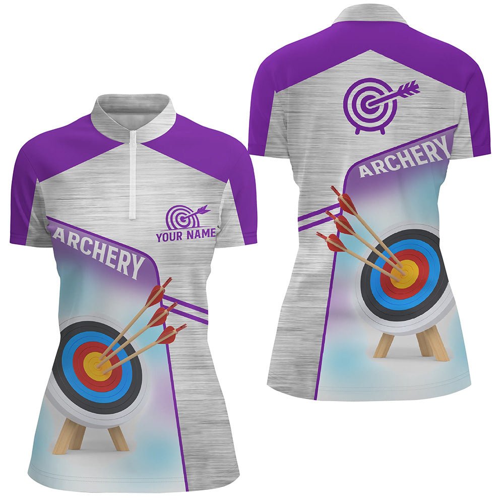 Unisex Bogenschützen Poloshirt - Personalisiert mit Wunschname - 3D Ziel Lila Grau V0583 - Climcat