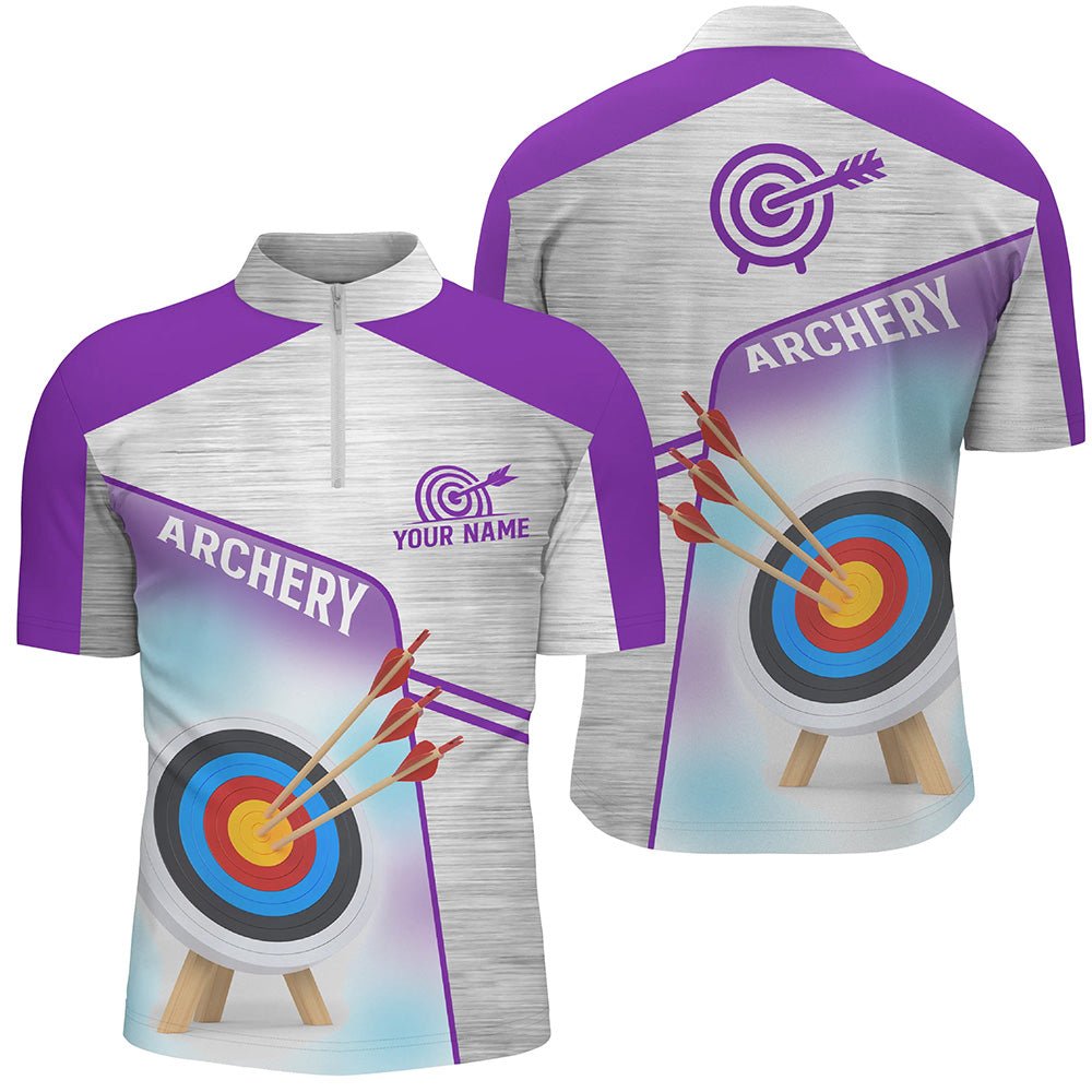 Unisex Bogenschützen Poloshirt - Personalisiert mit Wunschname - 3D Ziel Lila Grau V0583 - Climcat