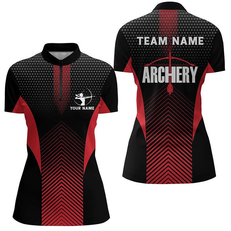 Unisex Bogensport Poloshirt Rot Schwarz Personalisiert - Teamshirt / Individuell (V0709) - Climcat