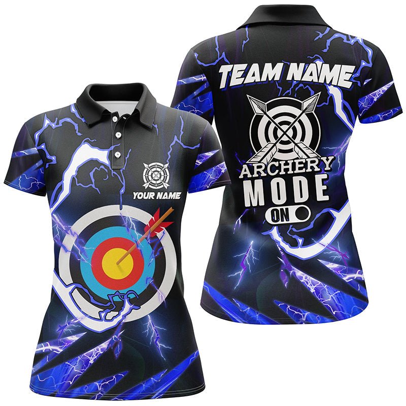 Unisex Personalisiertes Bogenschießen Poloshirt / Teamshirt - Design 'Blue Thunder Archery Mode On' T1135 - Climcat