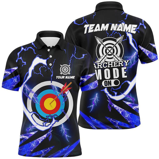 Unisex Personalisiertes Bogenschießen Poloshirt / Teamshirt - Design 'Blue Thunder Archery Mode On' T1135 - Climcat