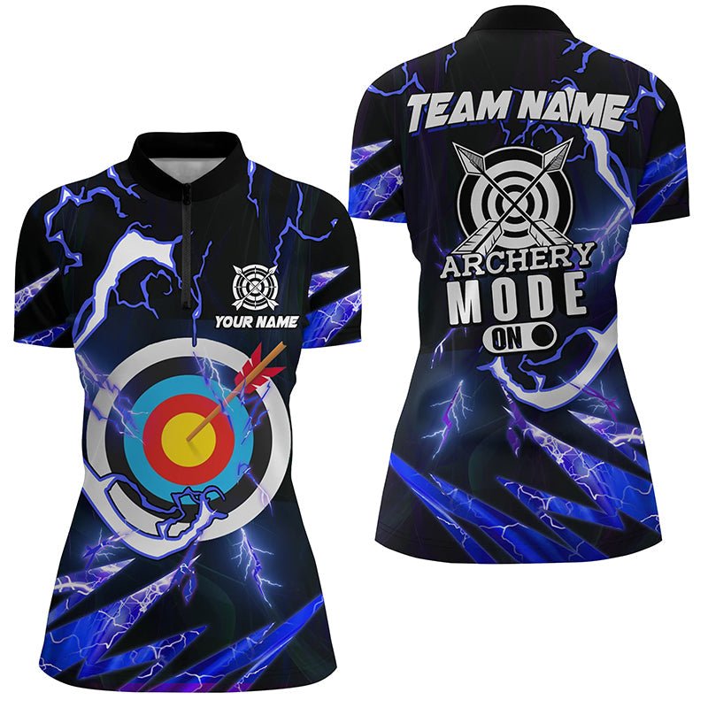 Unisex Personalisiertes Bogenschießen Poloshirt / Teamshirt - Design 'Blue Thunder Archery Mode On' T1135 - Climcat