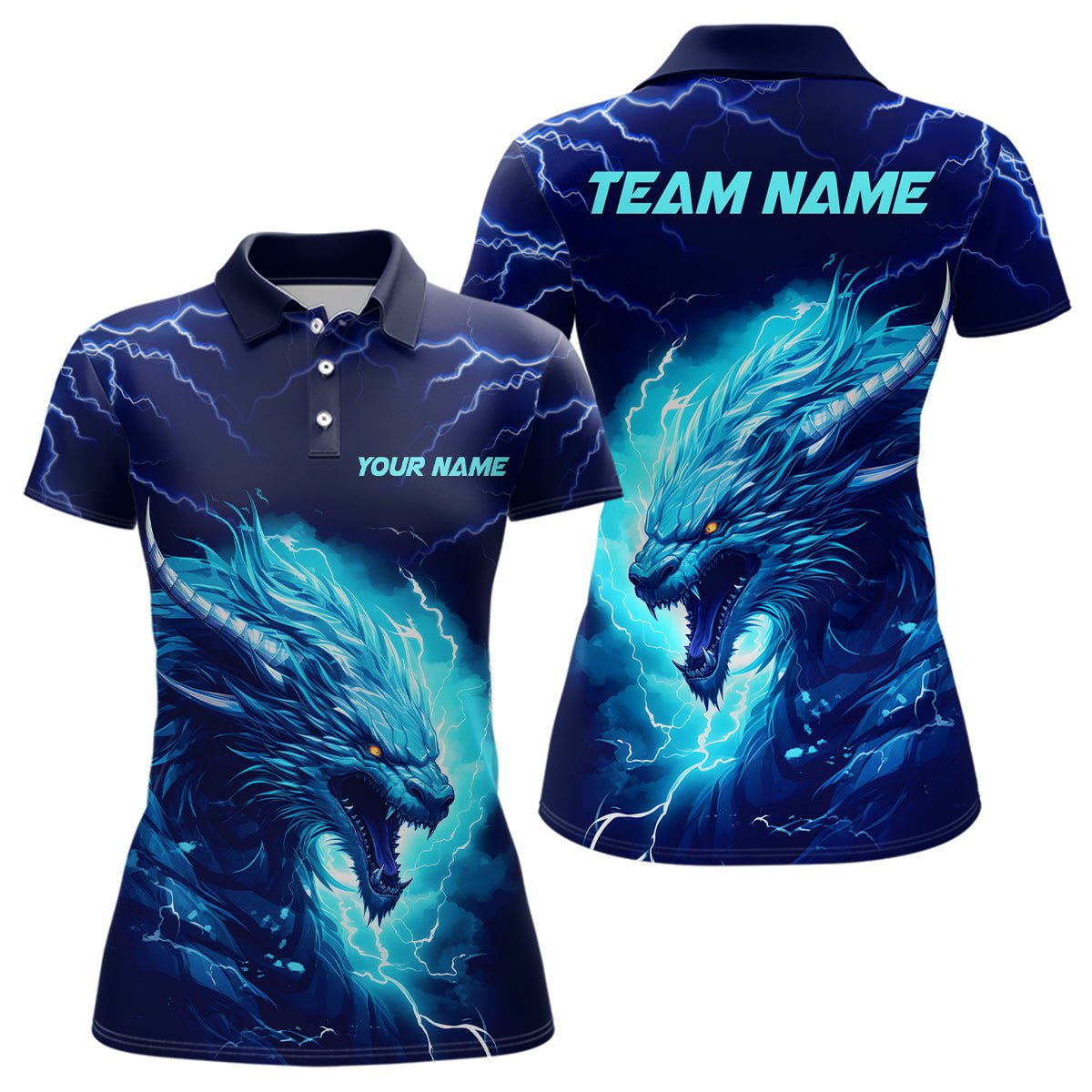 Blau Blitz Donner Individuelle Drachen Bowling Team Shirts Damen Bowling Liga Trikots P5293 - Climcat