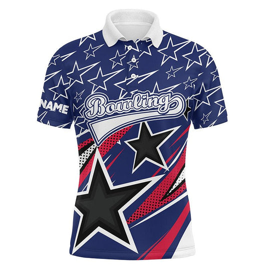 Blau Sterne Herren Polo Bowling Hemden Individueller Team Bowling Trikots Q5721 - Climcat