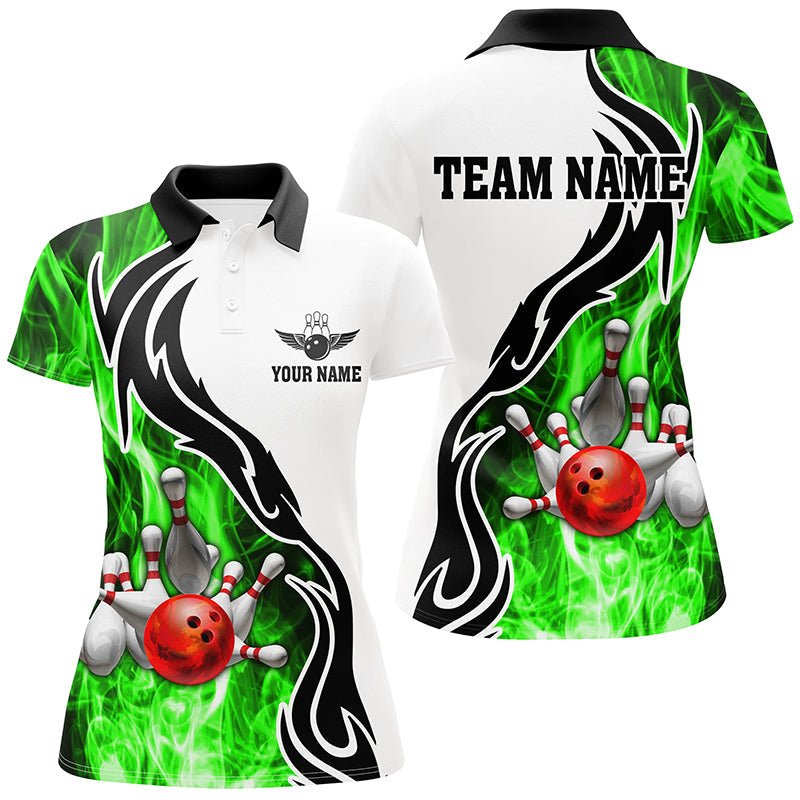 Damen Bowling Polo Shirt | Personalisiertes Bowling Trikot für Strike Team Liga | Grün Q6405 - Climcat