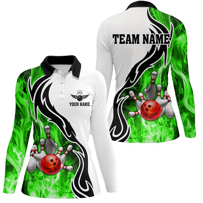 Damen Bowling Polo Shirt | Personalisiertes Bowling Trikot für Strike Team Liga | Grün Q6405 - Climcat