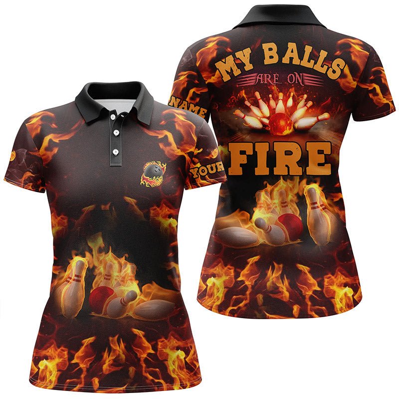 Flammen Bowling-Shirt individuell - Meine Bälle sind in Flammen - Bowling Polo-Shirt für Damen, Bowling Trikot Q4865 - Climcat