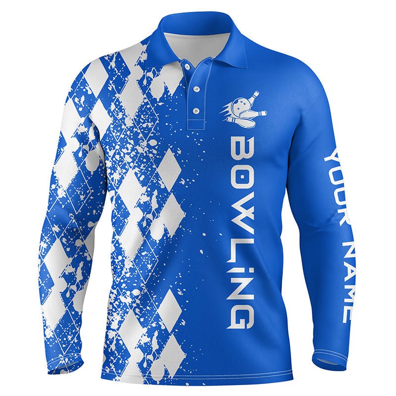 Herren Bowling Polo Shirt - Personalisiertes Blaues Bowling Shirt für Männer - Individuelles Bowlinggeschenk - Bowler Trikot Q5099 - Climcat