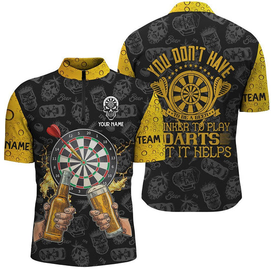 Individuell anpassbares Herren Beer Darts 1/4 Zip Shirt, Trink-Darts-Trikot - Du musst kein Profi sein! LDT0628 - Climcat