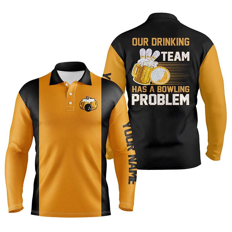 Lustige Bowling-Shirts für Herren mit individuellem Namen - Unser Trinkteam hat ein Bowling-Problem - Bowling-Bier-Shirt Q4523 - Climcat