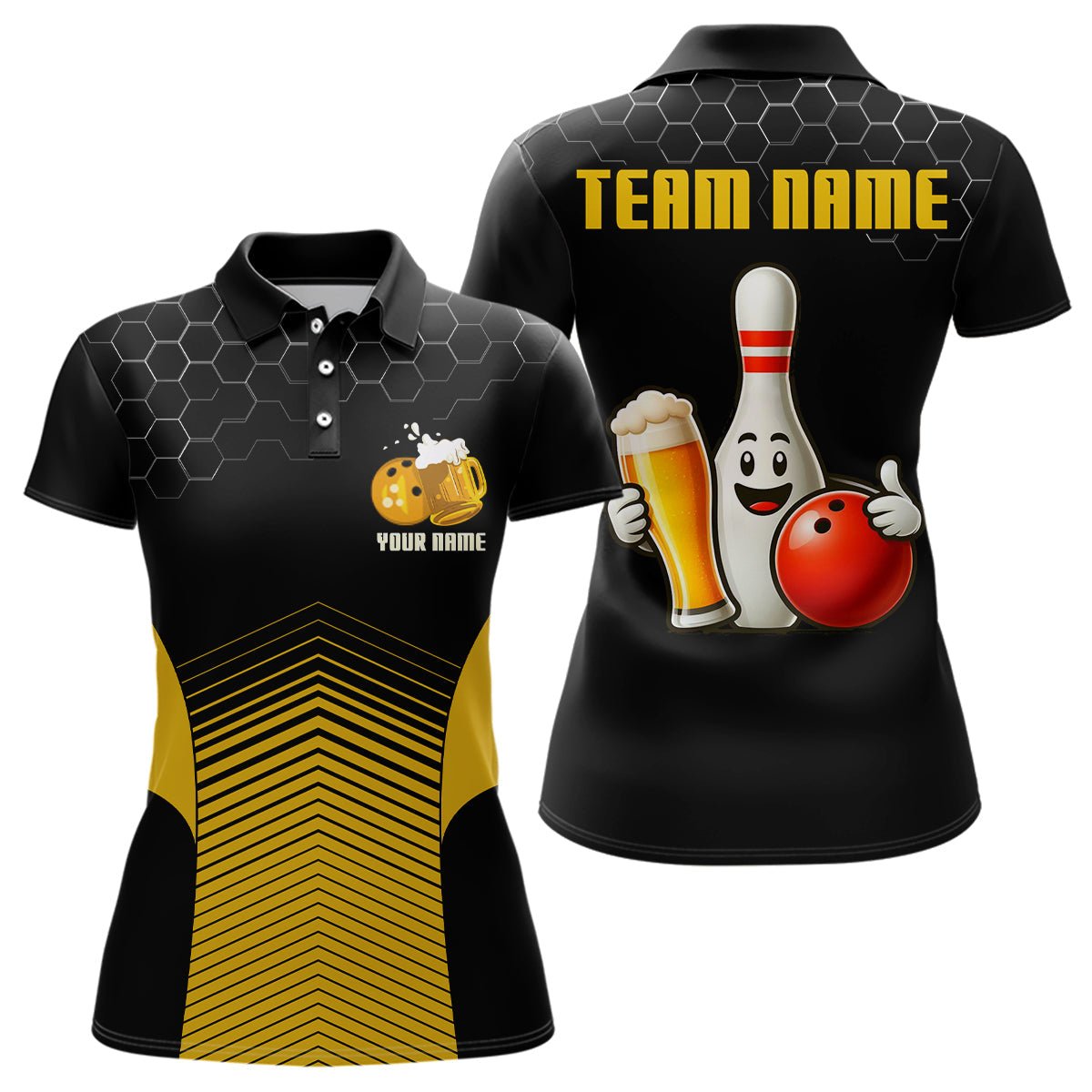 Lustiges Bowling Polo Shirt - Personalisiertes Bowling Team Trikot für Damen Z82 - Climcat