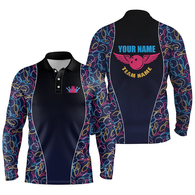 Maßgeschneiderte Bowlingmuster-Polo-Shirts für Herren, personalisierte Bowling-Teamtrikots Q5492 - Climcat