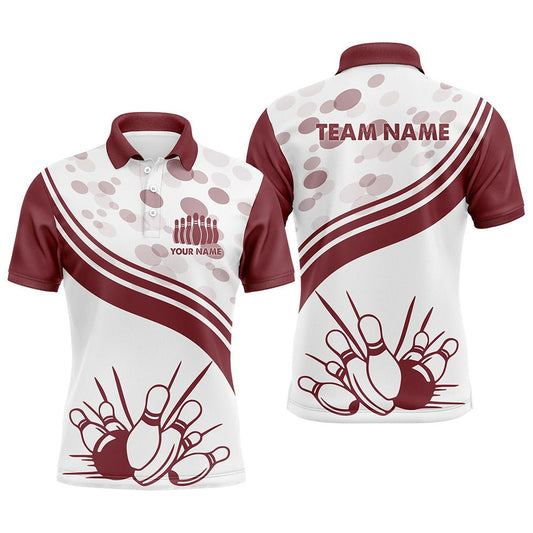 Maßgeschneiderte Vintage weiße Bowling-Polo-Shirts für Herren, personalisierte Bowling-Teamtrikots Q5519 - Climcat