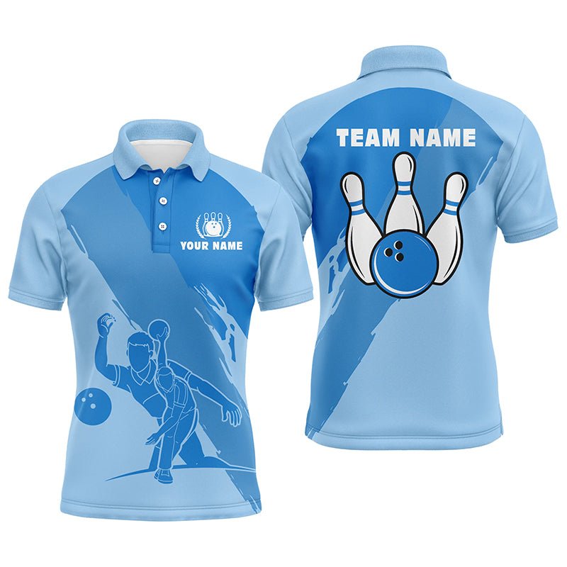 Personalisierte 3D Bowling Polo Shirts fr Herren, Individuelle blaue