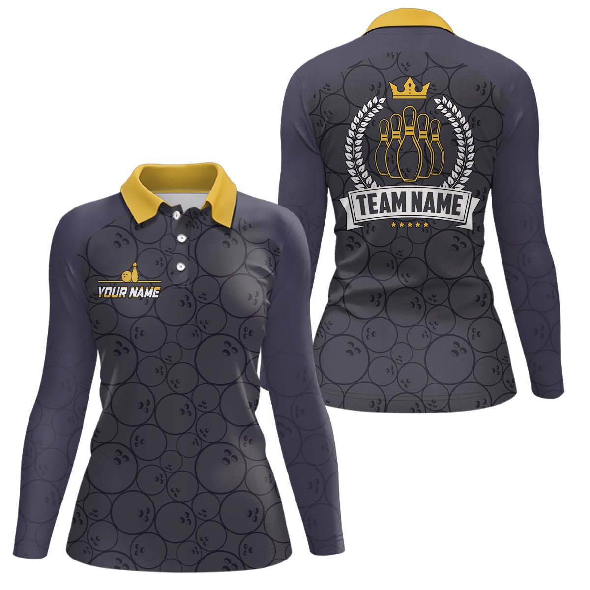 Personalisierte Bowling-Polo-Shirt für Damen - Individuelle Bowling-Camo-Team-Liga-Trikots, Retro-Bowling-Shirts Q6756 - Climcat