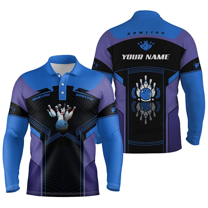 Personalisierte Bowling-Polo-Shirts für Herren | Individuelle Bowling-Teamshirts | Geschenk für Bowler | Blau Q5350 - Climcat