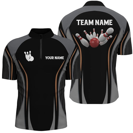 Personalisierte Bowlingshirts für Herren | Schwarzes Vintage Bowling Team Trikot | Individuell gestaltbar | Q5246 - Climcat