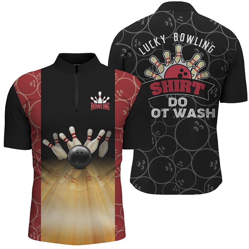 Personalisierte lustige Vintage Bowling Quarter Zip Shirts für Herren - Individuelles Glücks-Bowling-Shirt, nicht waschen - Q4579 - Climcat