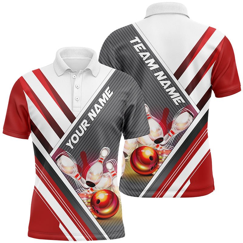 Personalisierte Rote Bowling-Shirts für Herren und Damen - Bowling Team Trikots - Bowler Outfits P5494 - Climcat