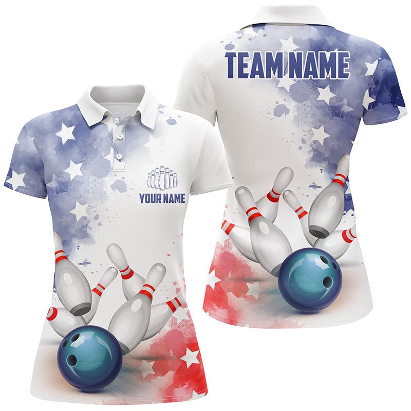 Personalisiertes 3D Damen Bowling Team Trikot Bowling Shirt Amerikanisches Bowling Polo Shirt P5340 - Climcat