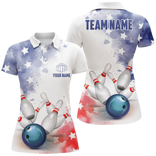 Personalisiertes 3D Damen Bowling Team Trikot Bowling Shirt Amerikanisches Bowling Polo Shirt P5340 - Climcat