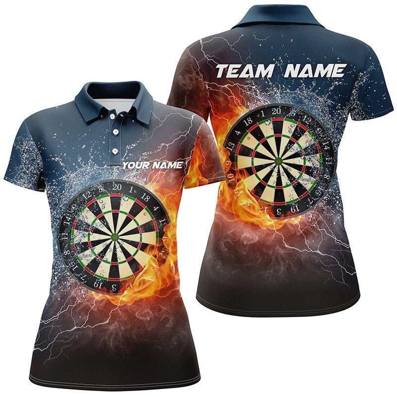 Personalisiertes Damen Darts Shirt 'Fire & Water Dartboard', Thunder Darts Trikot für Frauen B28 - Climcat