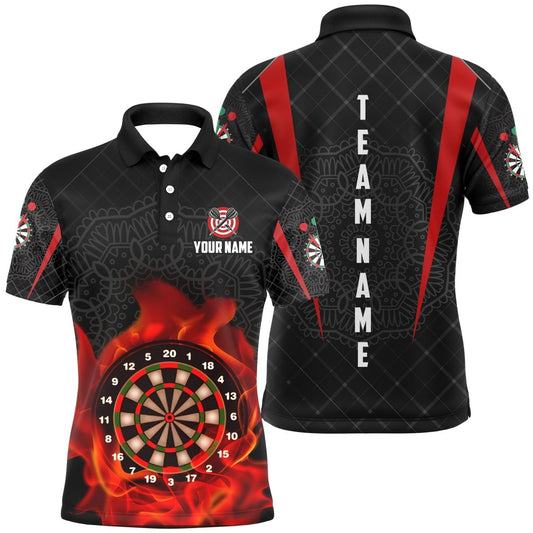 Personalisiertes Herren Dart Polo Shirt mit keltischem Muster und Flammen, individuell anpassbares Dart-Shirt für Männer | y565 - Climcat