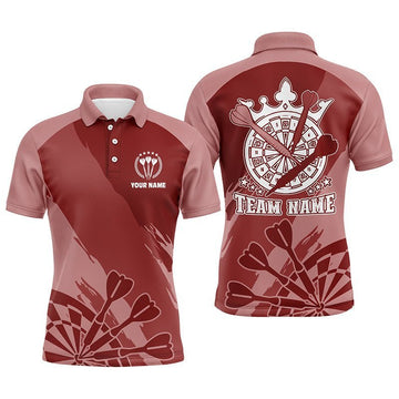 Personalisiertes rotes Herren Darts Polo Shirt, individuell anpassbare coole Dartshirts für Männer, Darts Trikot P888 - Climcat