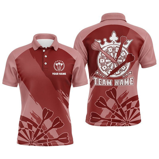 Personalisiertes rotes Herren Darts Polo Shirt, individuell anpassbare coole Dartshirts für Männer, Darts Trikot P888 - Climcat