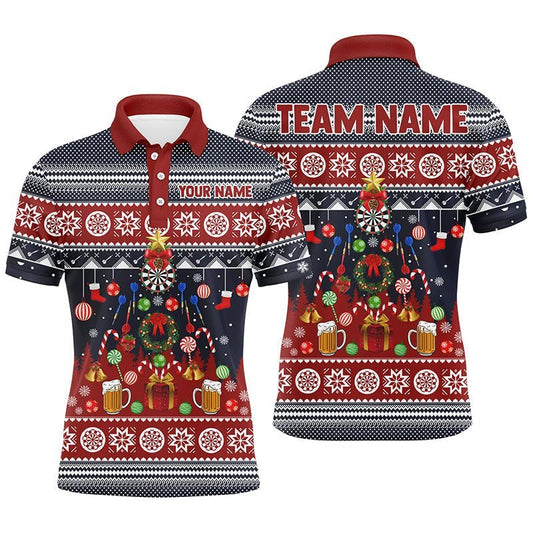 Personalisiertes Weihnachts-Darts Herren Polo Shirt, individuell anpassbares Winter-Darts Shirt für Männer, Dart Trikot V118 - Climcat