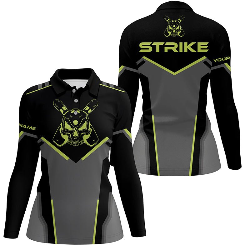 Retro Bowling Polo Shirts für Damen - Personalisiertes Bowling Team Liga Trikot - Strike Bowling Shirts Q6245 - Climcat