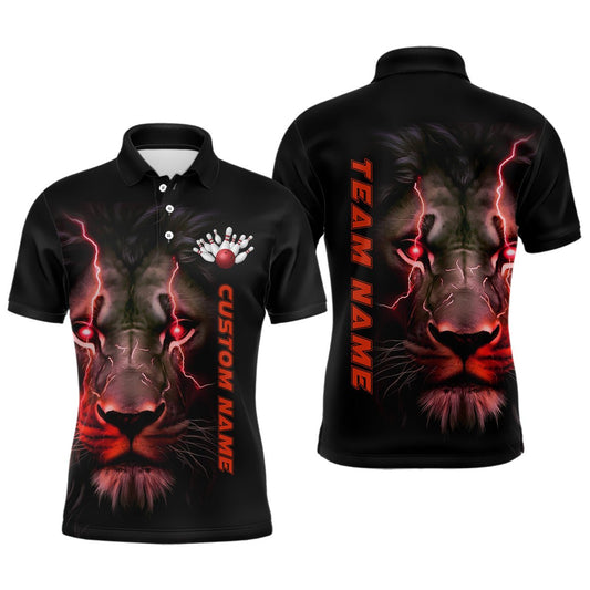 Rote Löwe Personalisierte Herren Bowling Polo Shirts Bowling Liga Shirts Bowling Team Trikots Outfits P5359 - Climcat