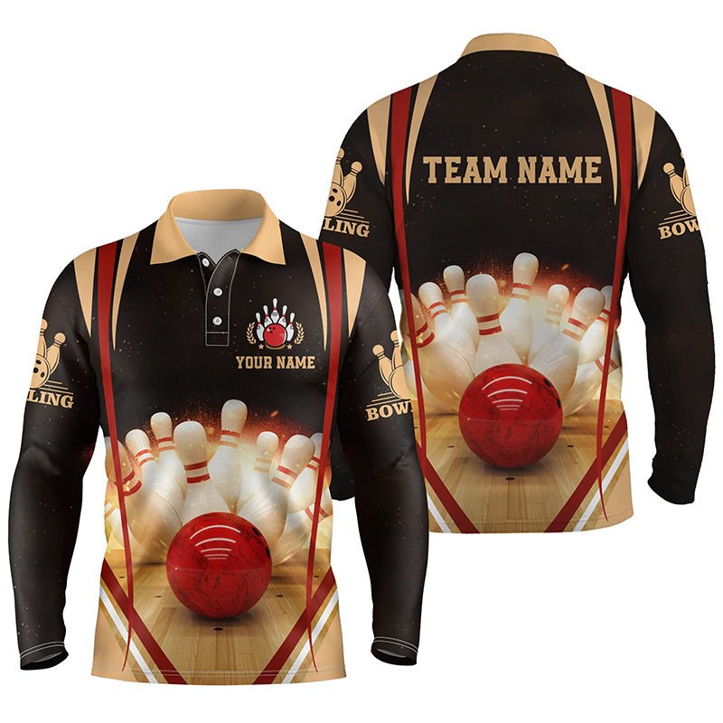 Schwarze Vintage Bowlinghemden für Herren mit individuellem Namen und Teamnamen, Bowling-Trikots, Bowling-Teamshirts Q4477 - Climcat