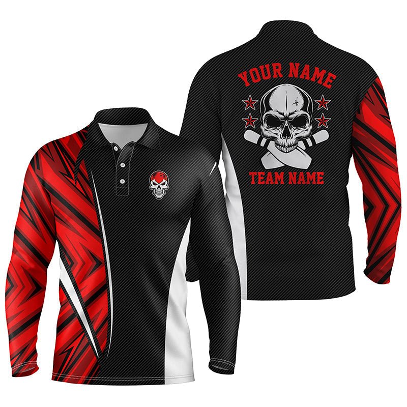 Schwarzes und rotes Tarnmuster - Individuelle Tarnmuster Bowling Polo Shirts für Herren, Team Skull Bowling Trikots Q5633 - Climcat