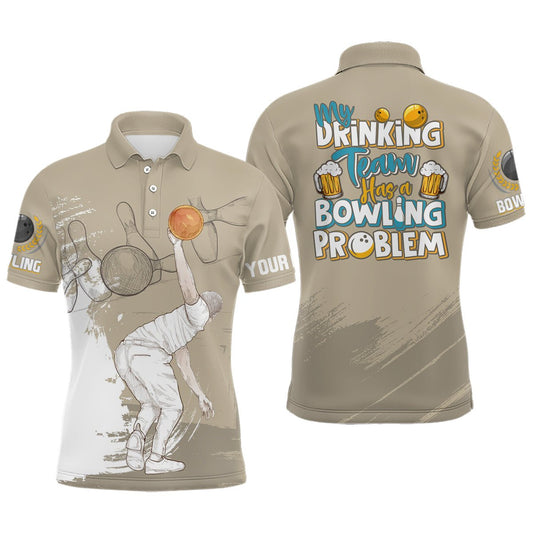 Vintage Herren Polo Bowling Shirts individuell gestaltet - Mein Trinkteam hat ein Bowling-Problem - Team Liga Trikots Q7017 - Climcat