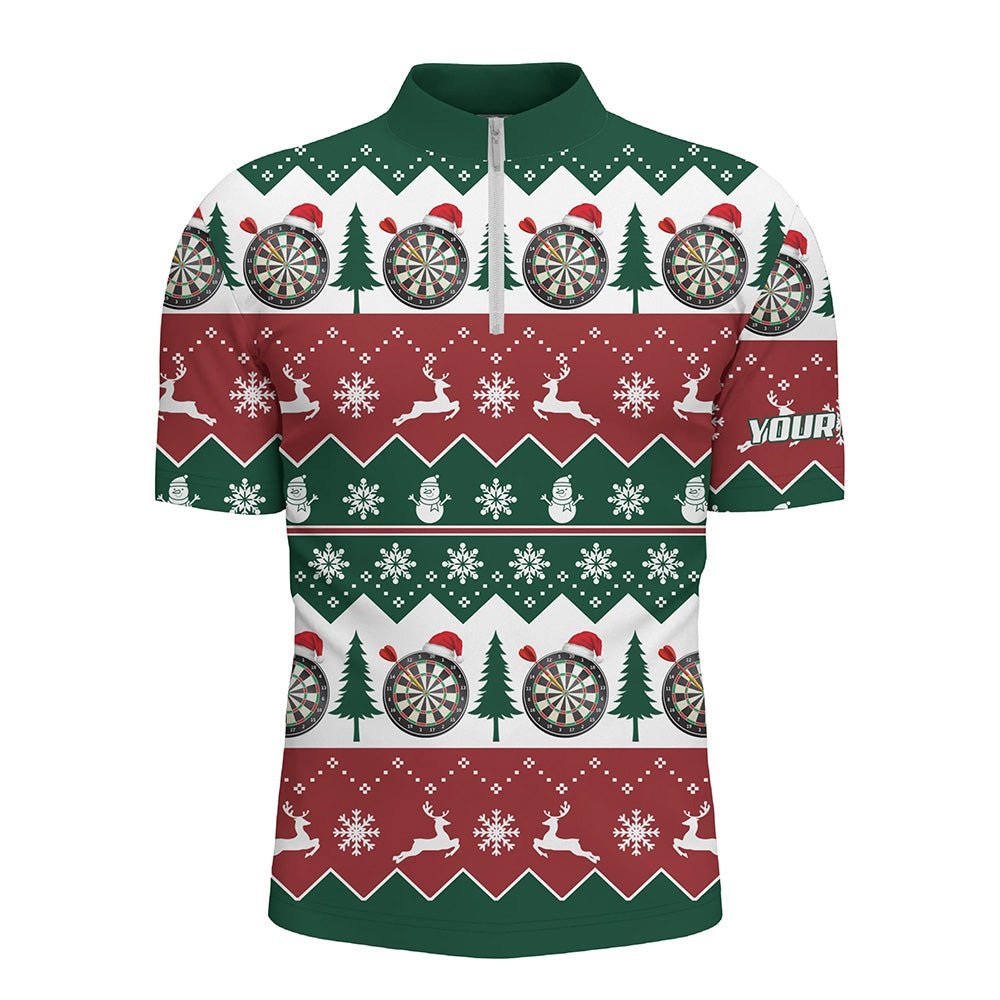 Weihnachtsbaum Schneeflocken Darts 1/4 Zip Shirt, individuell anpassbares Weihnachts-Darts-Shirt für Herren V642 - Climcat