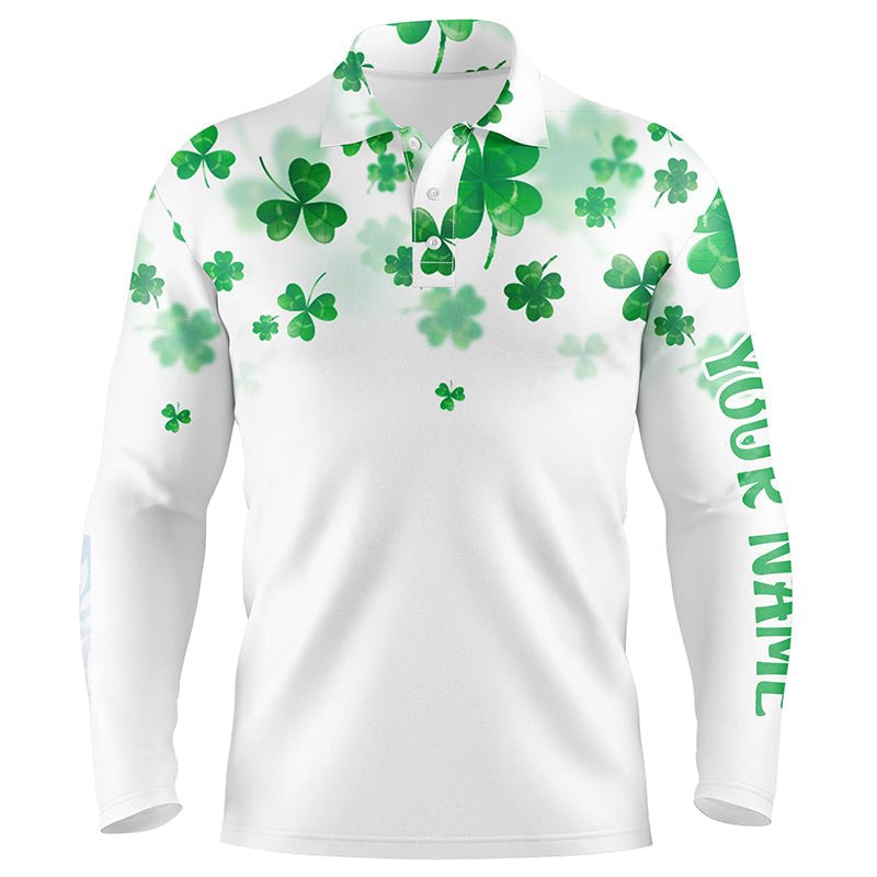 3D Grünes Kleeblatt St. Patrick Golf Polo Shirt Herren Golftop Personalisiertes Golfshirt Männer Golfbekleidung L0989 - Climcat