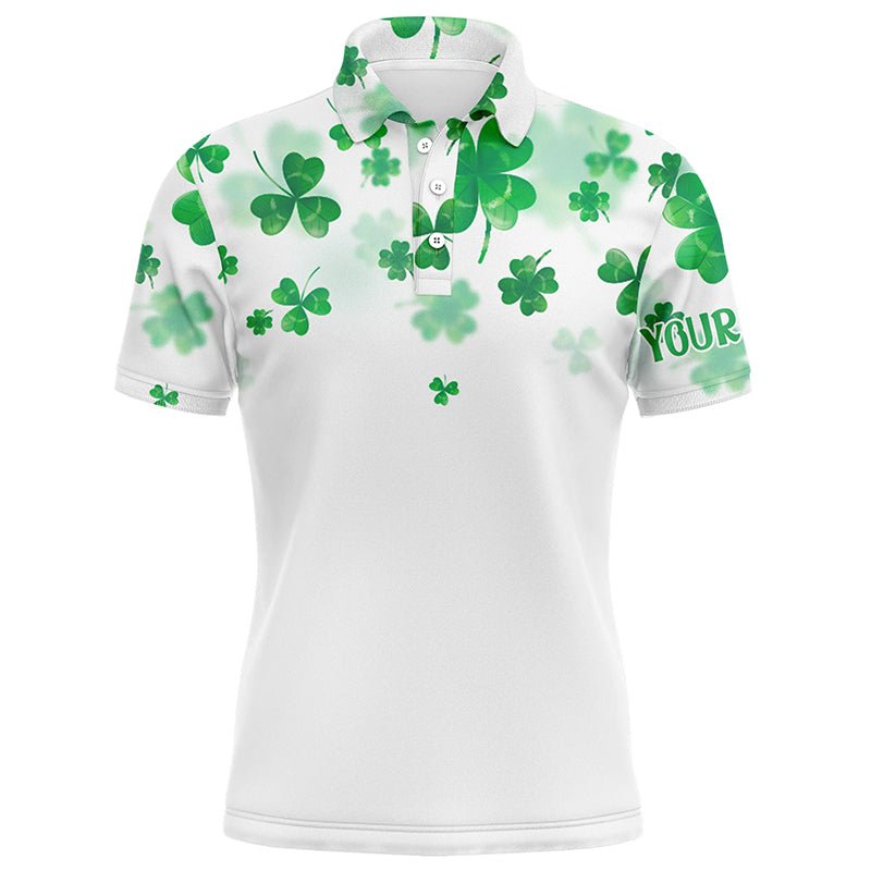 3D Grünes Kleeblatt St. Patrick Golf Polo Shirt Herren Golftop Personalisiertes Golfshirt Männer Golfbekleidung L0989 - Climcat