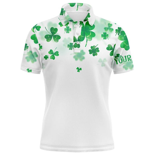 3D Grünes Kleeblatt St. Patrick Golf Polo Shirt Herren Golftop Personalisiertes Golfshirt Männer Golfbekleidung L0989 - Climcat