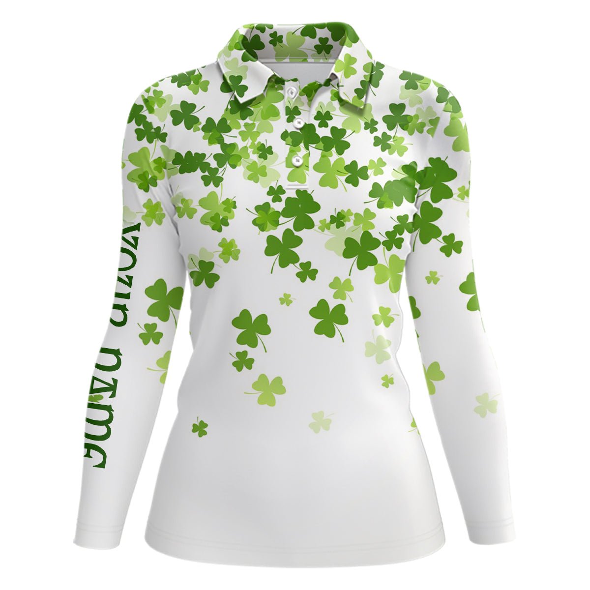 3D Grünes Kleeblatt St. Patrick's Day Damen Golf Polo Shirt Personalisierte Coole Golf Tops Für Frauen L1017 - Climcat