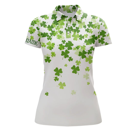 3D Grünes Kleeblatt St. Patrick's Day Damen Golf Polo Shirt Personalisierte Coole Golf Tops Für Frauen L1017 - Climcat