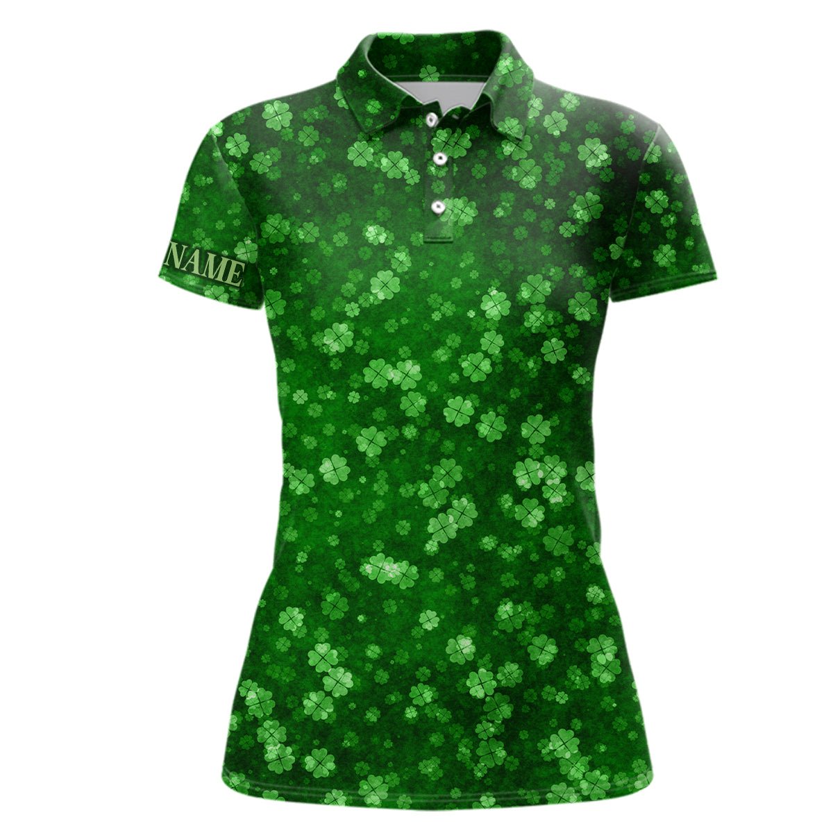 3D Grunge Grüne Kleeblätter St. Patrick's Day Damen Golf Polo Shirts - Personalisierte Golfgeschenke für Frauen L1417 - Climcat