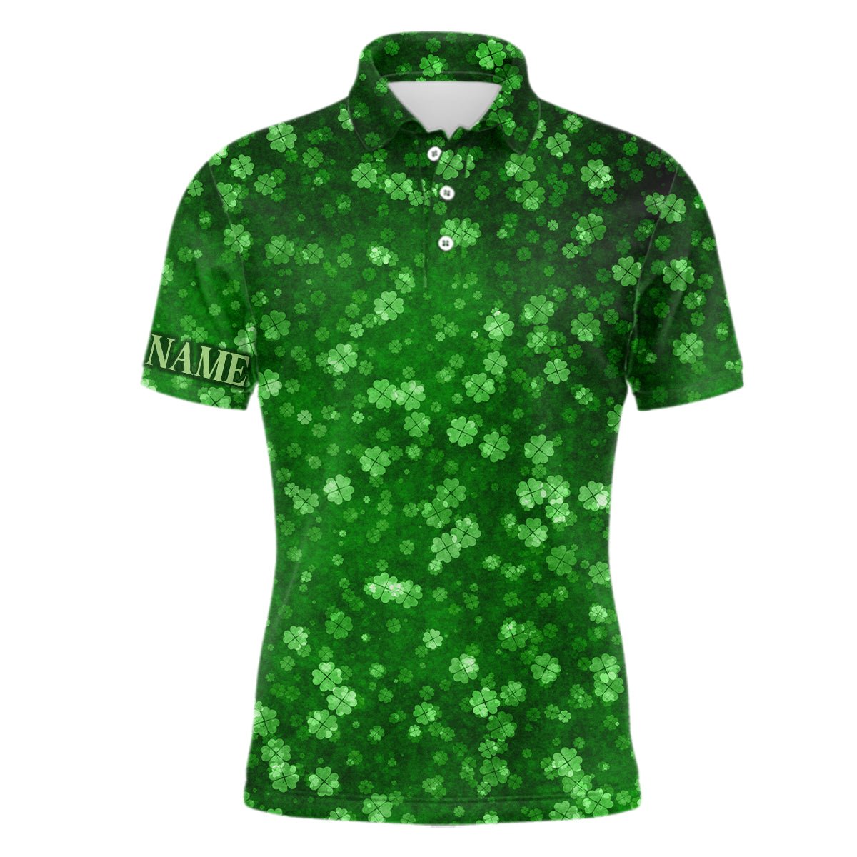 3D Grunge Grüne Kleeblätter St. Patrick's Day Herren Golf Polo Shirts - Personalisierte Golfgeschenke für Männer L1417 - Climcat