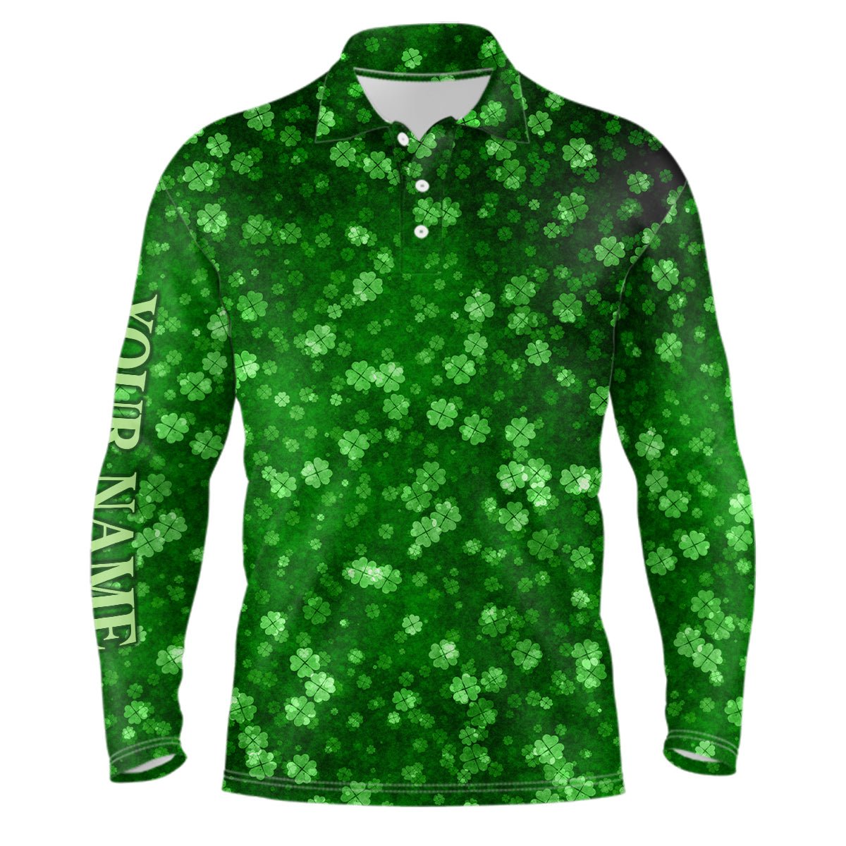 3D Grunge Grüne Kleeblätter St. Patrick's Day Herren Golf Polo Shirts - Personalisierte Golfgeschenke für Männer L1417 - Climcat