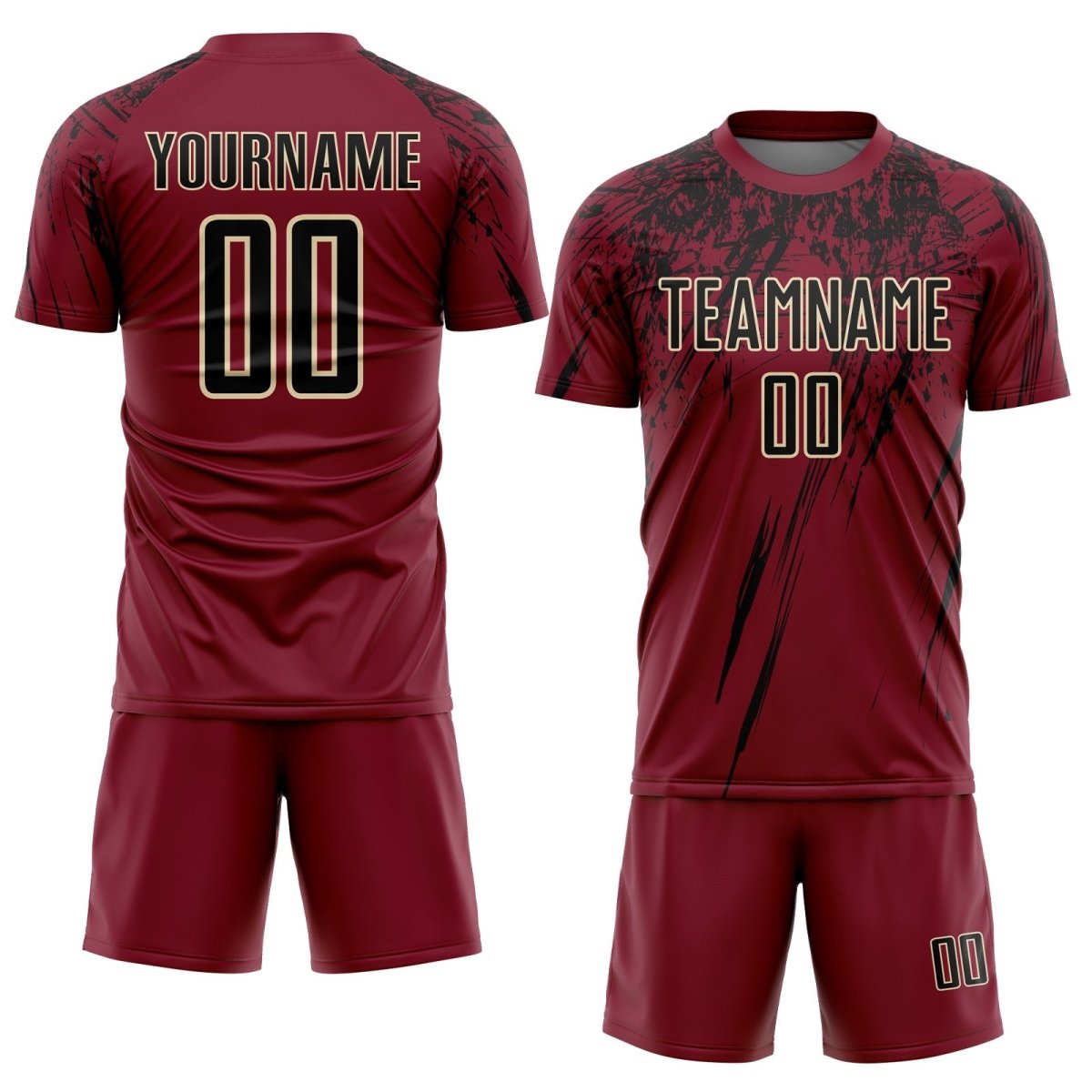 Benutzerdefiniertes Crimson Schwarz - Creme Sublimations - Fußballtrikot H434 - Climcat