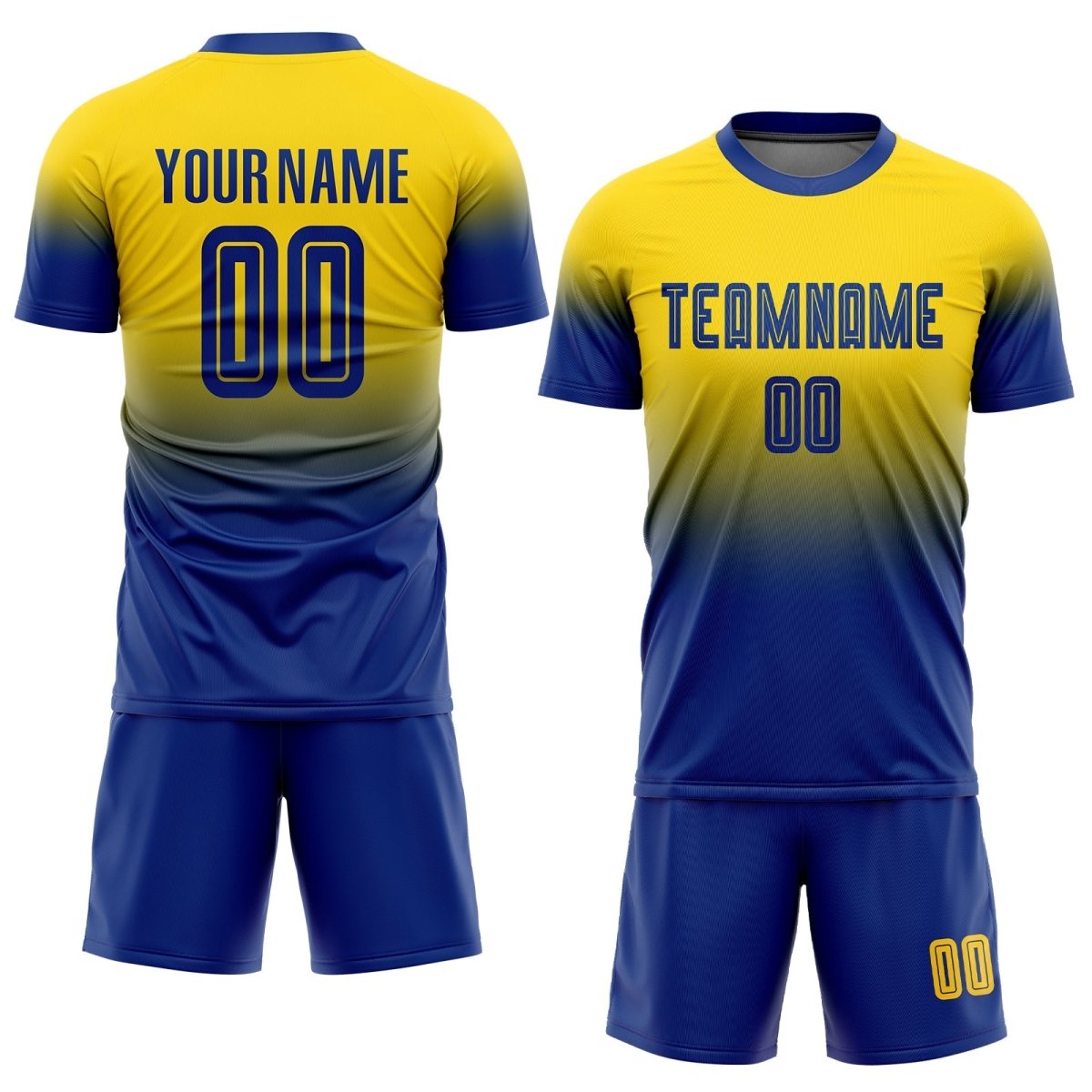 Benutzerdefiniertes Gold Royal Sublimation Fade Mode Fußballtrikot J990 - Climcat