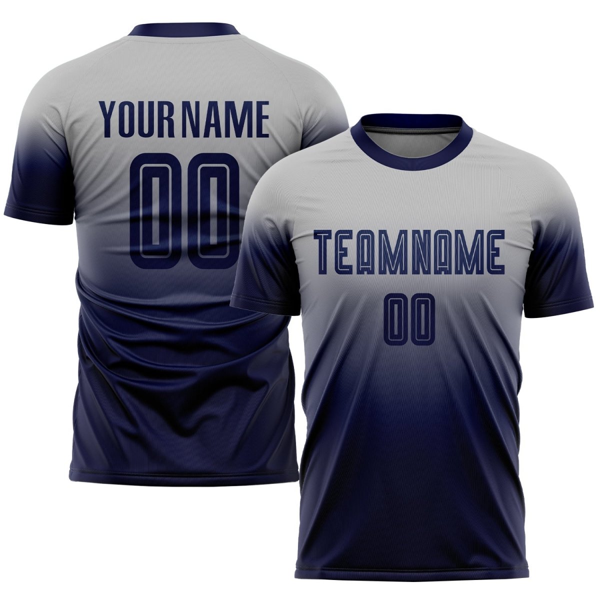Benutzerdefiniertes Grau - Navy Sublimation Fade Fußballtrikot T773 - Climcat