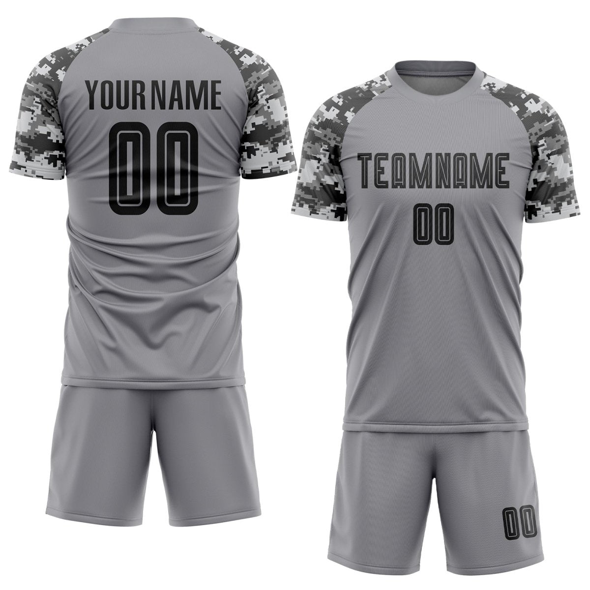 Benutzerdefiniertes Grau Schwarz Camouflage Sublimations Fußballtrikot R733 - Climcat