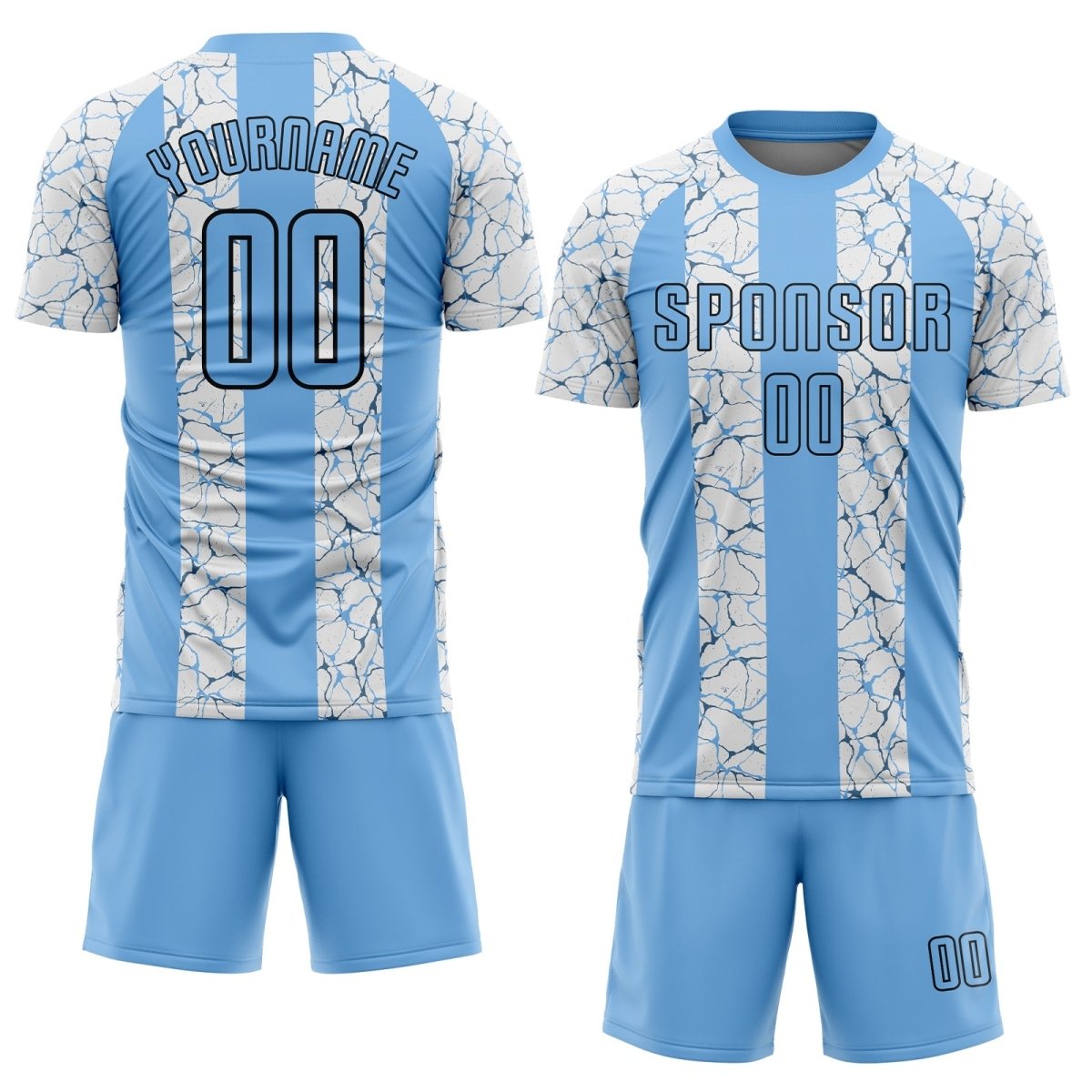 Benutzerdefiniertes hellblau - schwarz - weißes Sublimations - Soccer - Trikot X528 - Climcat